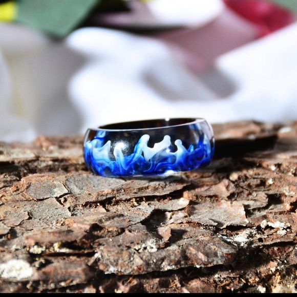 🆕 NEW Wood Resin Flower Rings For Women Resin Ring with Dried Flowers - Picture 6 of 7